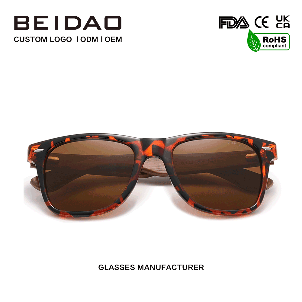 Klasikong Walnut Anti-Reflective Retro Leopard print Sunglasses