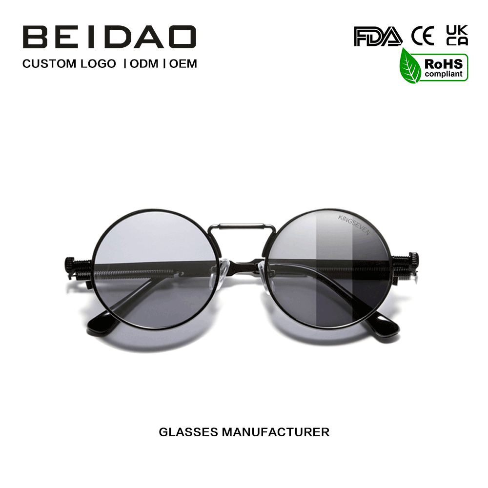 Pagbabago ng Kulay ng Designer Polarized Vintage Metal Sunglasses