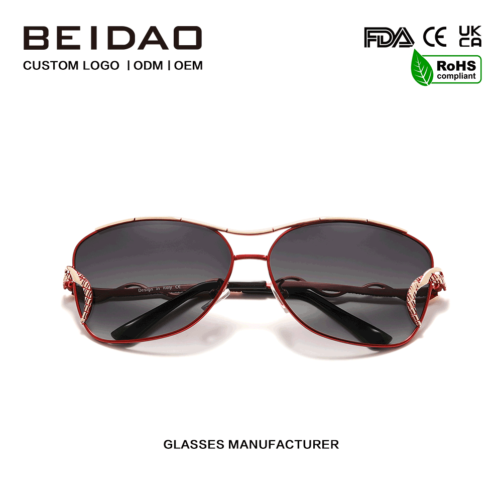 Elegant Vintage Full Rim Gradient Polarized Sunglasses para sa Babae