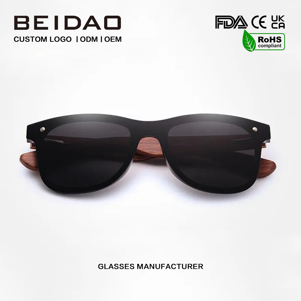 Fashion Wooden Sunglasses Polarized One-piece Lens