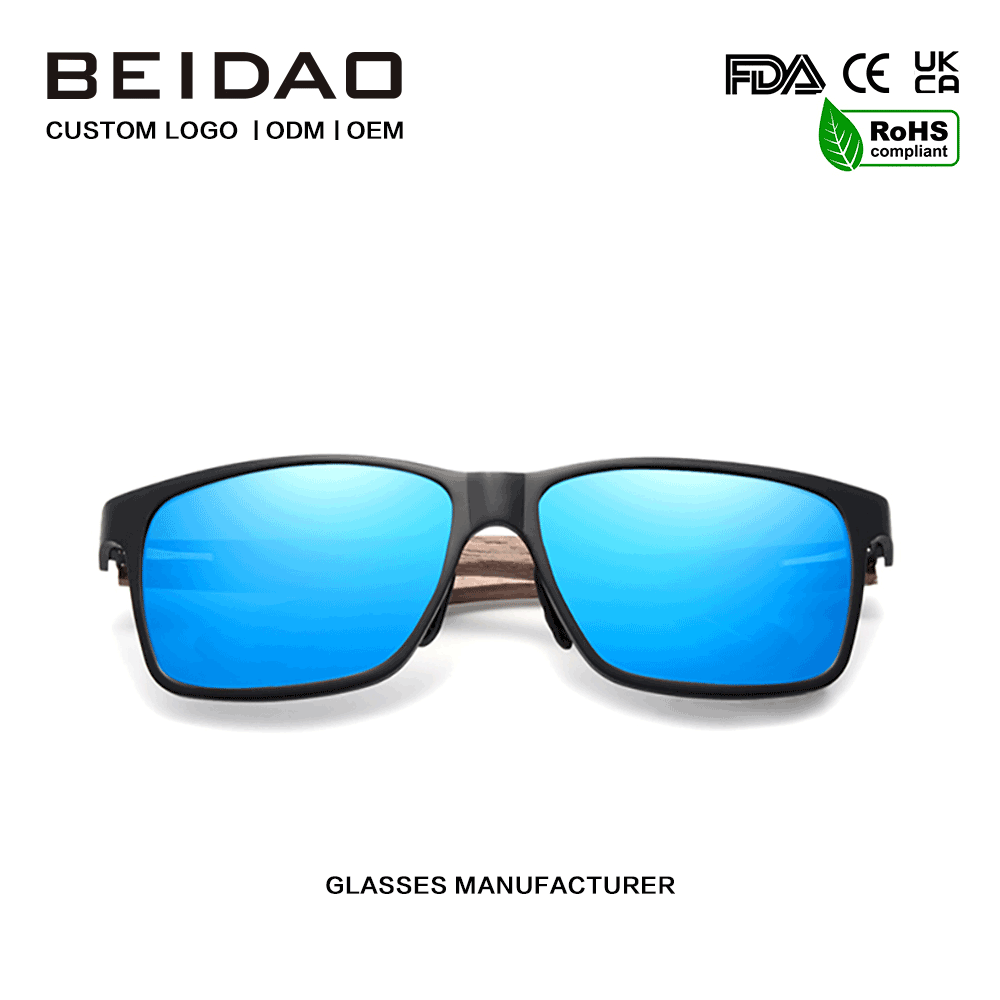 Handmade Wooden Square Polarized Anti-Radiation Sunglasses