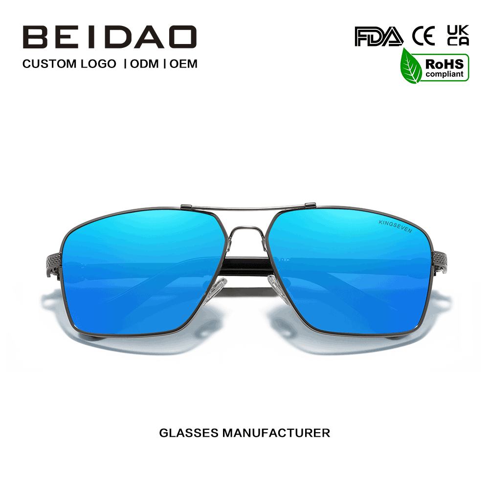 High Quality Square Blue Lens Sunglasses Outdoor Driving