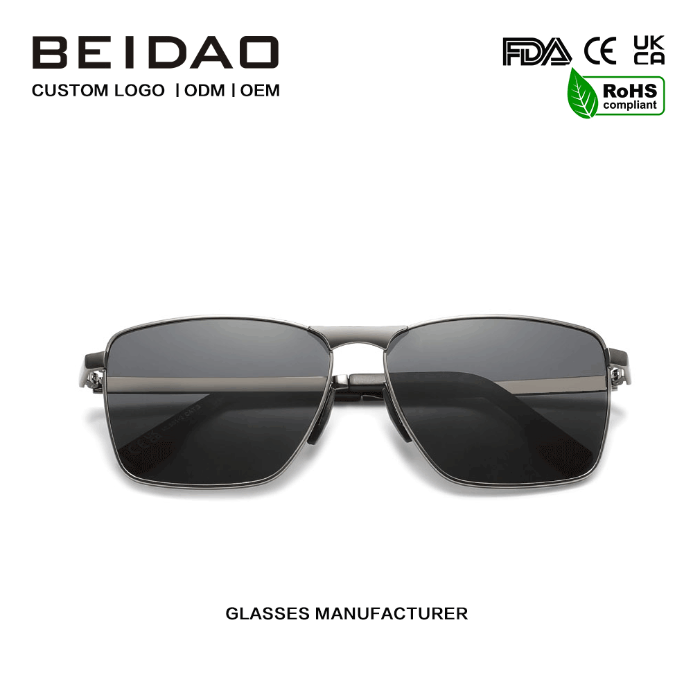 Luxury Alloy Square UV400 Polarization TAC Lenses Sunglasses
