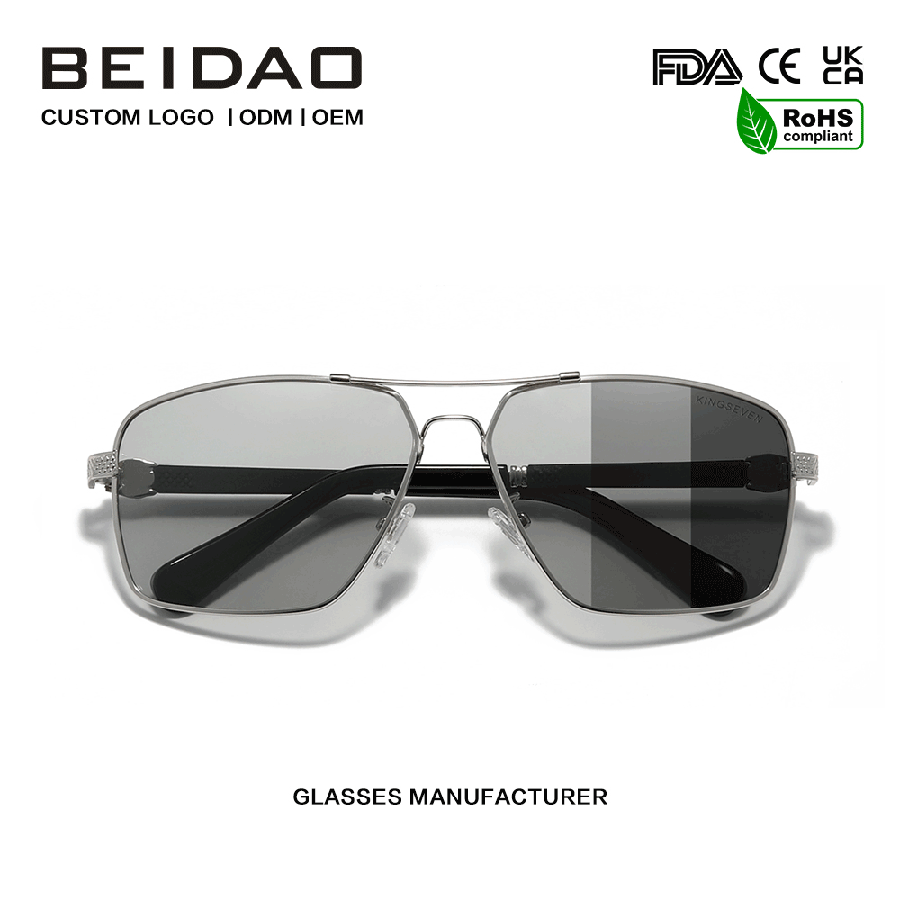 Men's Square Photochromic lenses Sunglasses Outdoor Driving