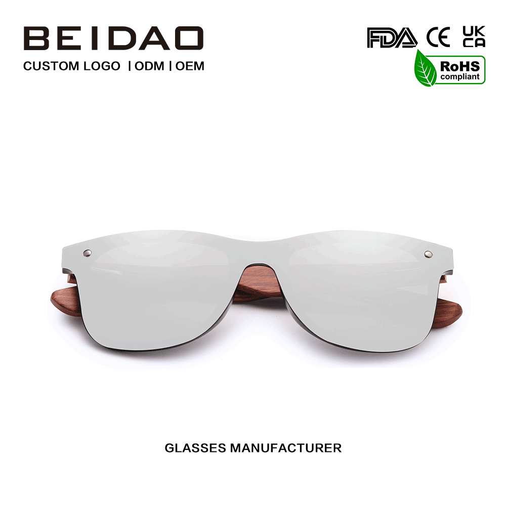 Modernong Orihinal na Bubinga Wood Silver Polarized Sunglasses