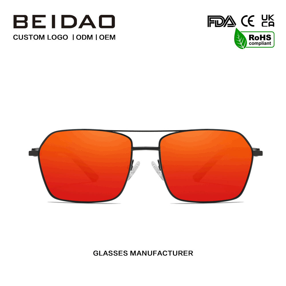 Modern Retro Aluminum Alloy Red UV400 Lens Sunglasses Pagmamaneho
