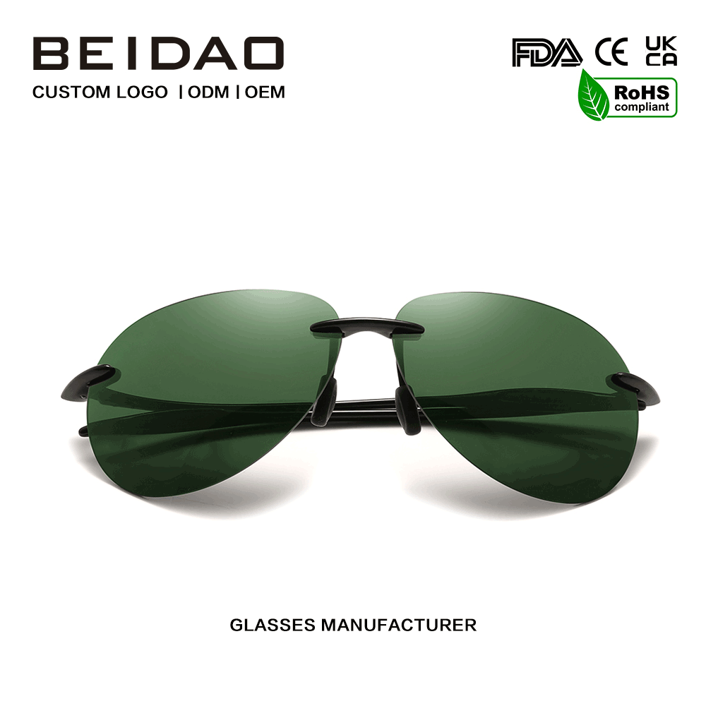 Bagong Designer na Ultralight TR90 Frameless Green Lens Sunglasses