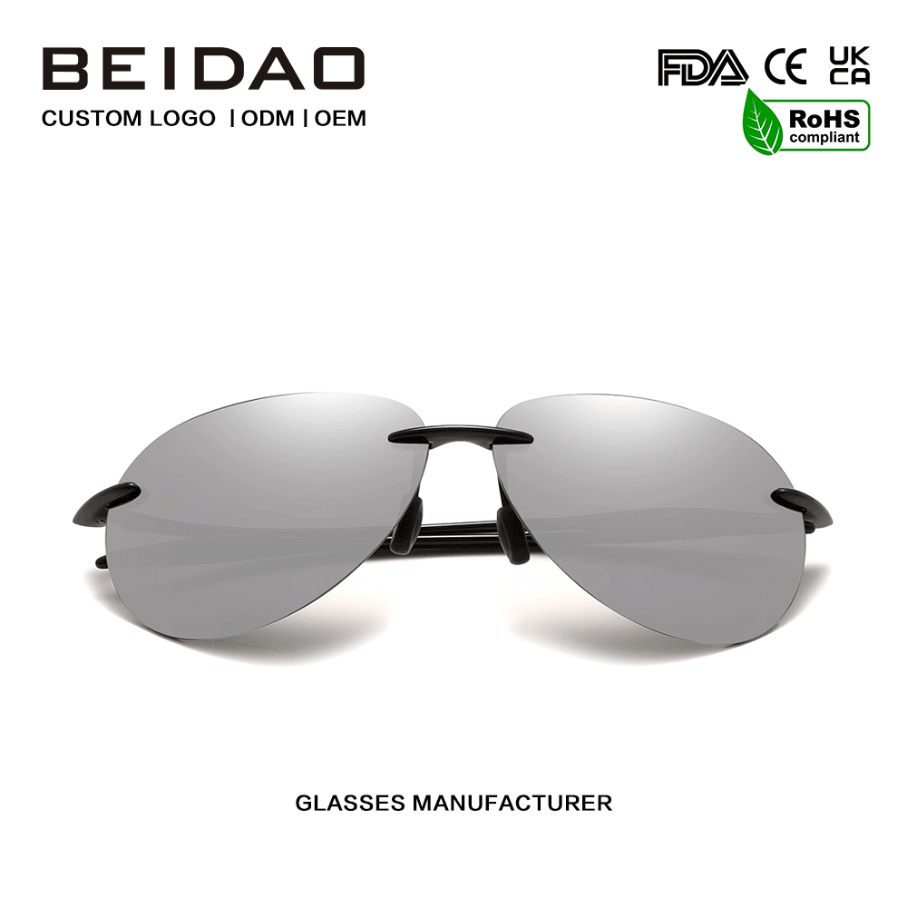 Bagong Designer na Ultralight TR90 Frameless Sunglasses para sa Mga Lalaki