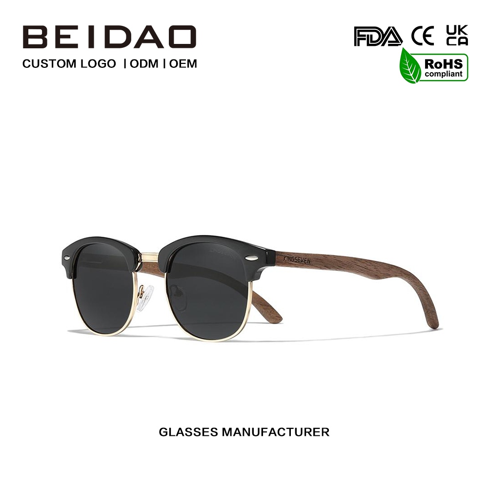 Bagong Men Polarized Walnut Wooden Sunglasses