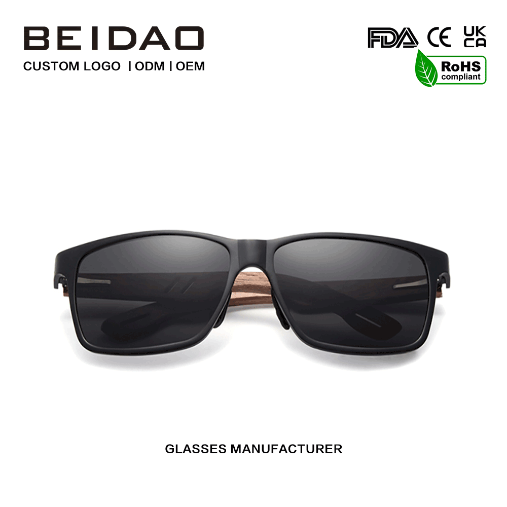 Unisex Designer Wooden Square Polarized Anti-Radiation Sunglasses