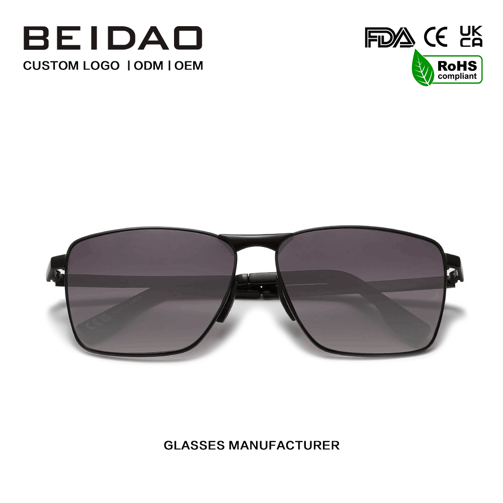 Vintage Gradient Gray Rectangular UV400 Protection Sunglasses