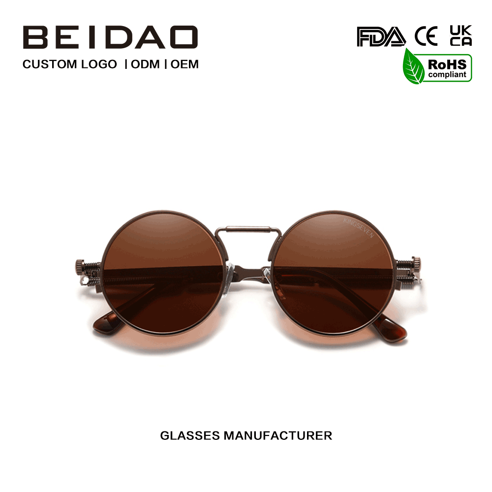 Vintage Steampunk Polarized Vintage Metal Sunglasses para sa Mga Lalaki